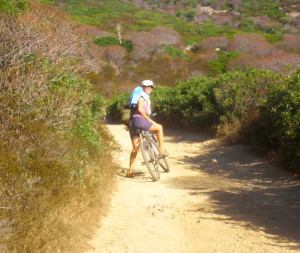 Riding a bike